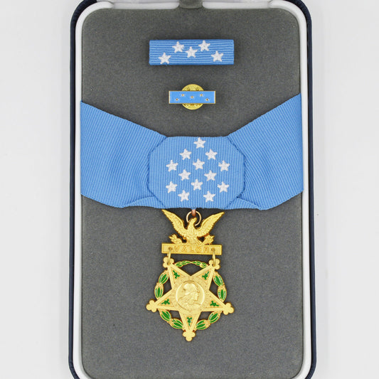 U.S. Medal of Honor Army, Navy, Air Force Current Versions – Full-Size Museum Replica 3-Medal Set with Case