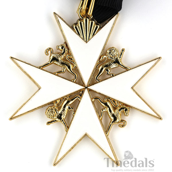 UK Knights Commander's Cross - Order of St. John Medal neck Ribbon Silver Repro Replica