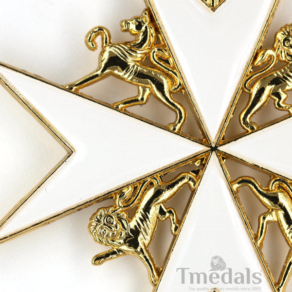 UK Knights Commander's Cross - Order of St. John Medal neck Ribbon Silver Repro Replica