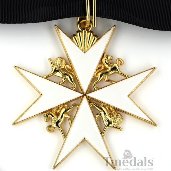 UK Knights Commander's Cross - Order of St. John Medal neck Ribbon Silver Repro Replica