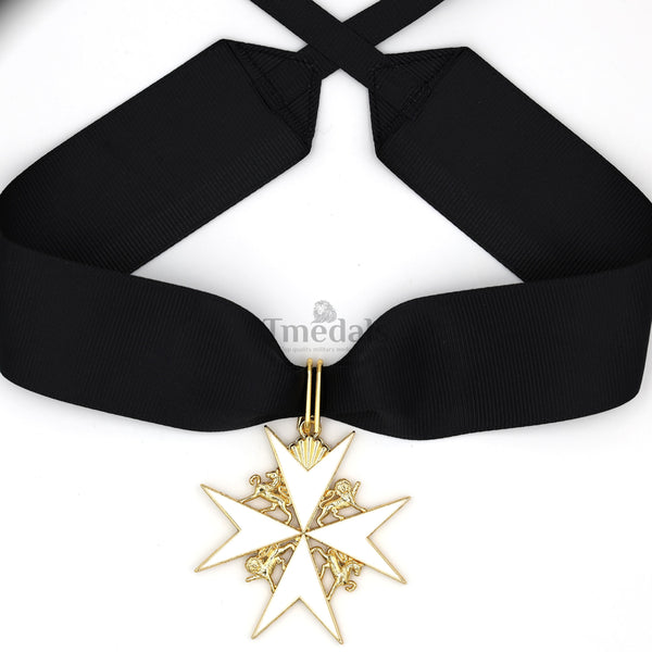 UK Knights Commander's Cross - Order of St. John Medal neck Ribbon Silver Repro Replica