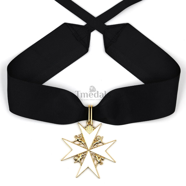 UK Knights Commander's Cross - Order of St. John Medal neck Ribbon Silver Repro Replica