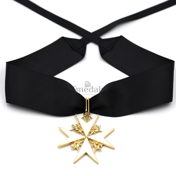 UK Knights Commander's Cross - Order of St. John Medal neck Ribbon Silver Repro Replica