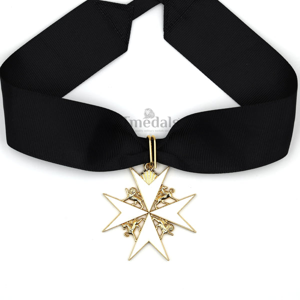 UK Knights Commander's Cross - Order of St. John Medal neck Ribbon Silver Repro Replica