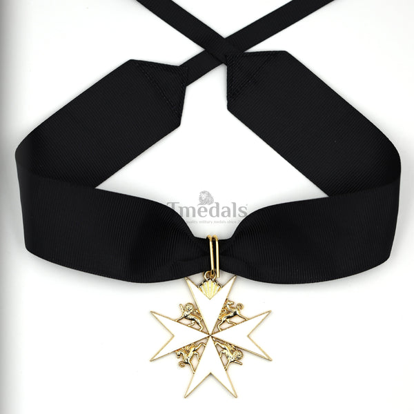 UK Knights Commander's Cross - Order of St. John Medal neck Ribbon Silver Repro Replica