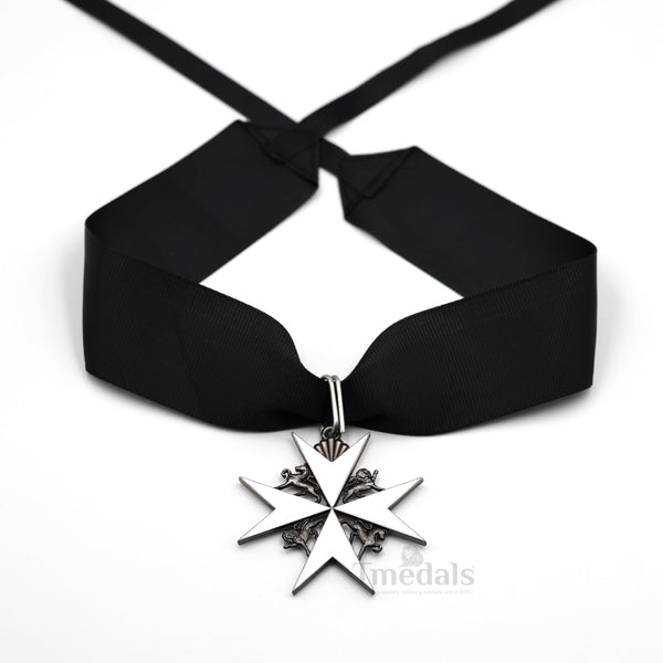 UK Knights Commander's Cross - Order of St. John Medal neck Ribbon Silver Repro