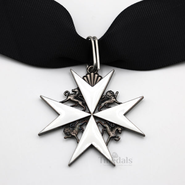 UK Knights Commander's Cross - Order of St. John Medal neck Ribbon Silver Repro