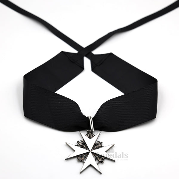 UK Knights Commander's Cross - Order of St. John Medal neck Ribbon Silver Repro
