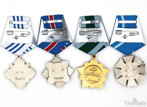 Russia 4 Orders Medal Set Friendship Honor Cultural Maritime Replica Badge Lot