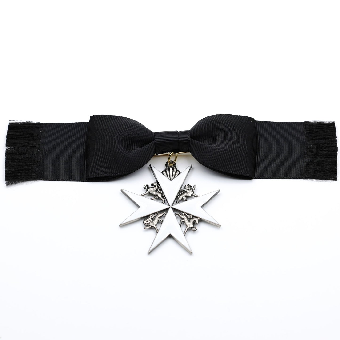 UK British Order of St John Lady of Grace Bow Badge White Enamel Cross Replica