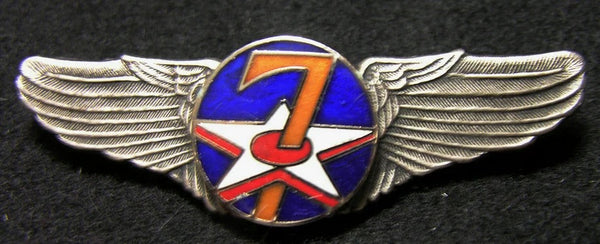WWII WW2 U.S. ARMY 7th AIR FORCE WINGS BADGE PIN Medal real ENAMEL RARE