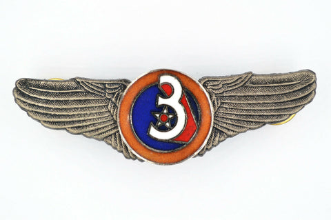 U.S. WWII WW2 3rd AIR FORCE WINGS BADGE PIN Medal TOP ENAMEL RARE