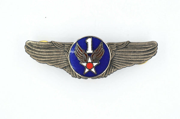 US WWII WW2 1st AIR FORCE WINGS BADGE PIN Medal TOP ENAMEL RARE