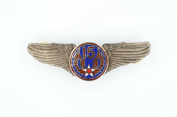 U.S. USA WW12 15TH AIR FORCE WINGS BADGE PIN Medal TOP ENAMEL RARE