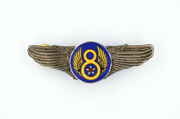 U.S. USA WWII WW12 8TH AIR FORCE WINGS BADGE PIN Medal TOP ENAMEL RARE