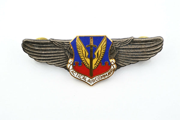 U.S. WW12 TACTICAL AIR COMMAND AIR FORCE WINGS BADGE PIN Medal ENAMEL RARE
