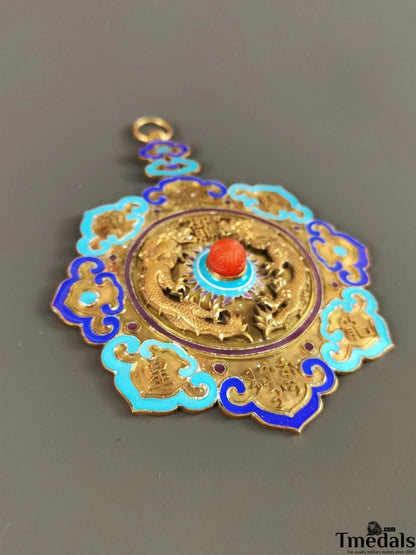 Chinese Qing Dynasty silver Order of the Double Dragon China Medal Badge