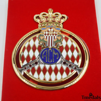 Original Automobile Club de Monaco (ACM) Gold Badge – 2011 Issue, Hard Enamel, 10 × 7.5 cm, Cased