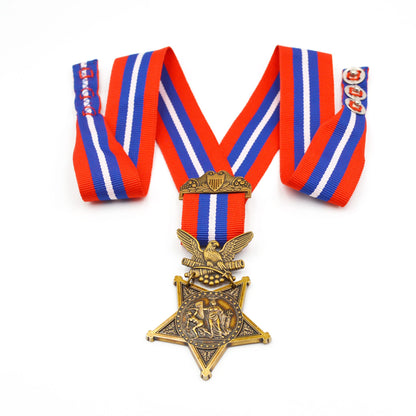 U.S. Medal of Honor Army 1896–1904 Type II Neck Ribbon Cravat – Full-Size Brass Museum Replica with Case
