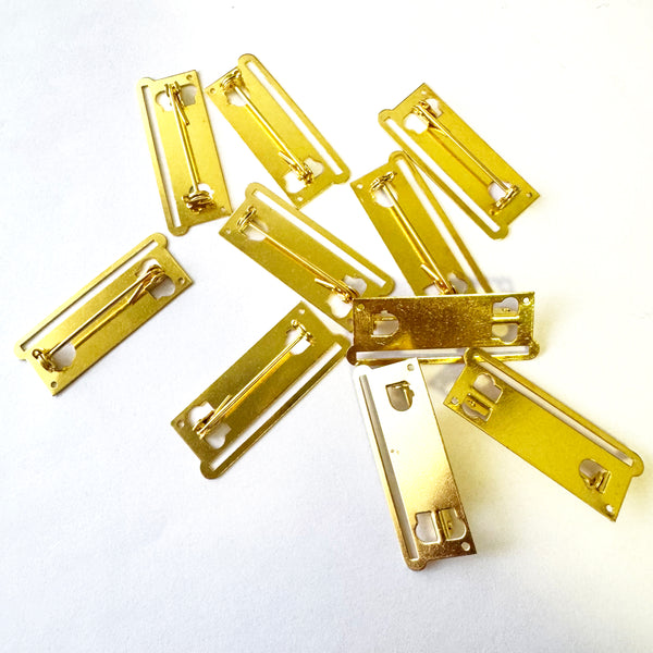 10 X Medal Ribbon Mounting Bars Brooch Pin Fixing 1 Space, for 35-38 mm Ribbon Gold