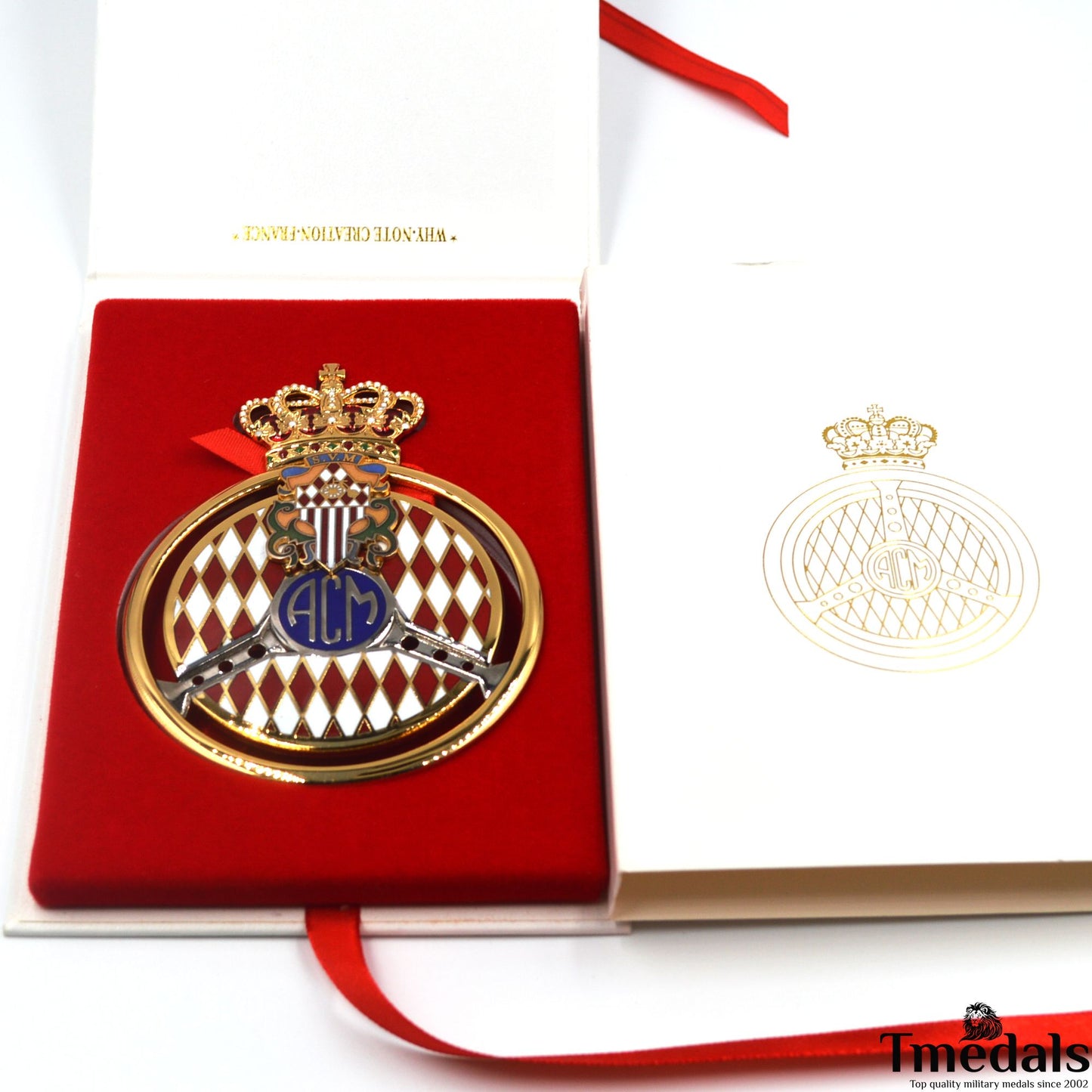 Original Automobile Club de Monaco (ACM) Gold Badge – 2011 Issue, Hard Enamel, 10 × 7.5 cm, Cased
