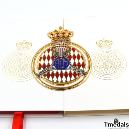 Original Automobile Club de Monaco (ACM) Gold Badge – 2011 Issue, Hard Enamel, 10 × 7.5 cm, Cased