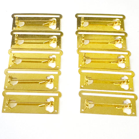 10 X Medal Ribbon Mounting Bars Brooch Pin Fixing 1 Space, for 35-38 mm Ribbon Gold
