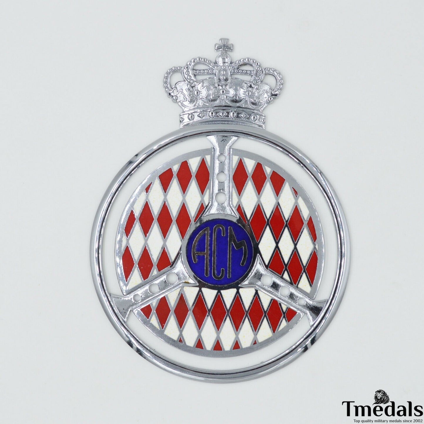 Original Automobile Club de Monaco ACM Badge – Brass with Hard Enamel, 10 × 7.5 cm, Cased