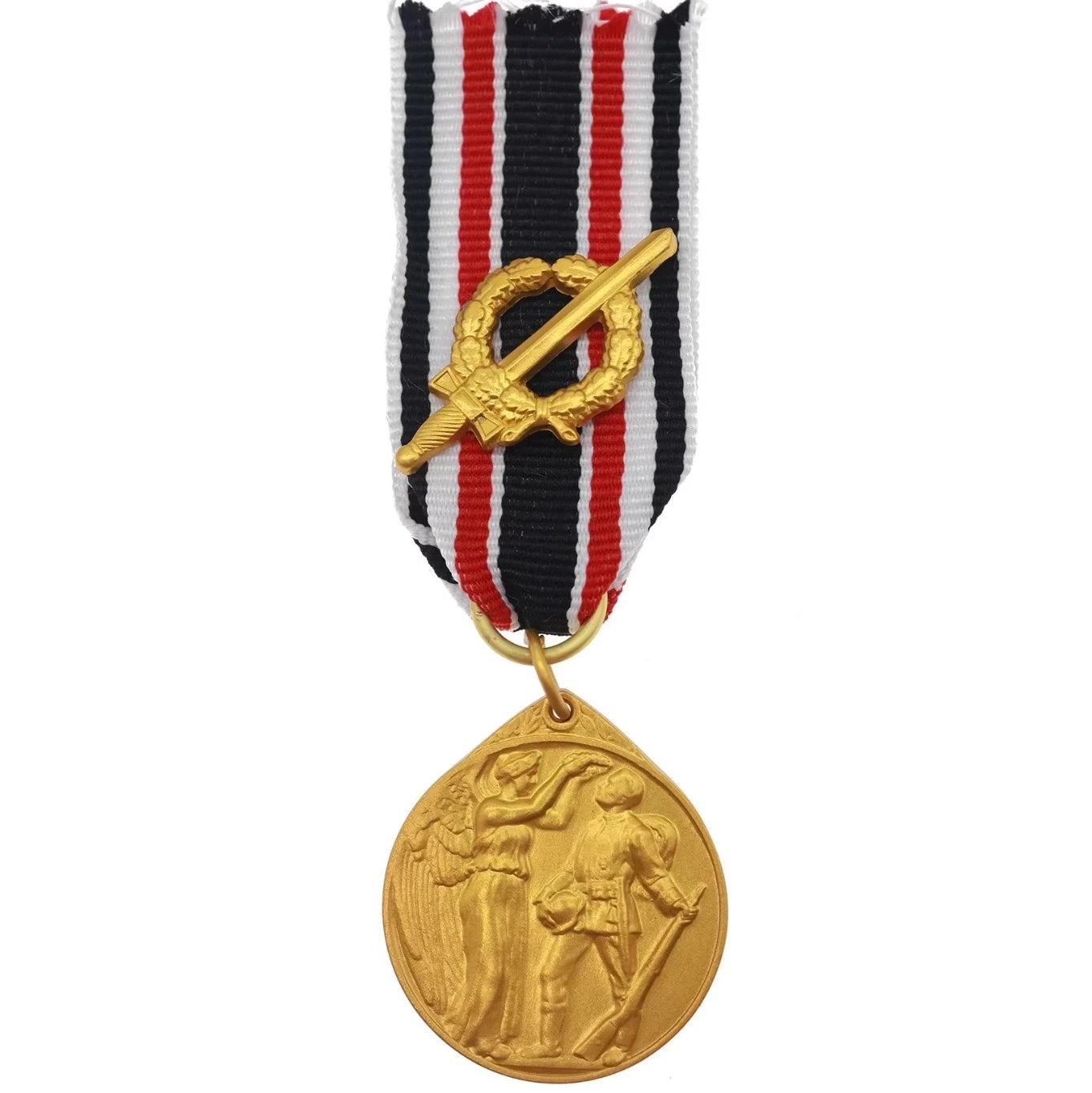 WW1 German Veteran Medal Furs Vaterland 1914 Swords on Ribbon Suspension Replica