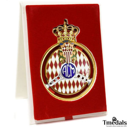 Original Automobile Club de Monaco (ACM) Gold Badge – 2011 Issue, Hard Enamel, 10 × 7.5 cm, Cased