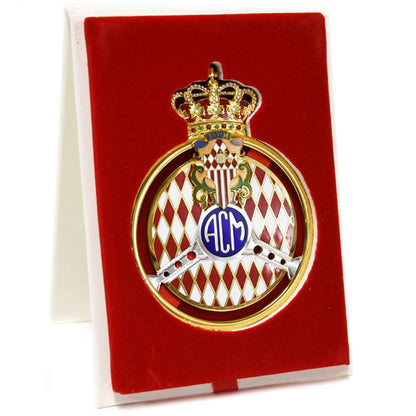 Original Automobile Club de Monaco (ACM) Gold Badge – 2011 Issue, Hard Enamel, 10 × 7.5 cm, Cased
