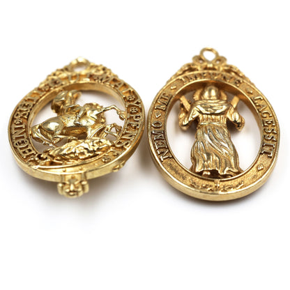 Pair British Order of the Garter & Thistle Pendants Brass Replica Badges