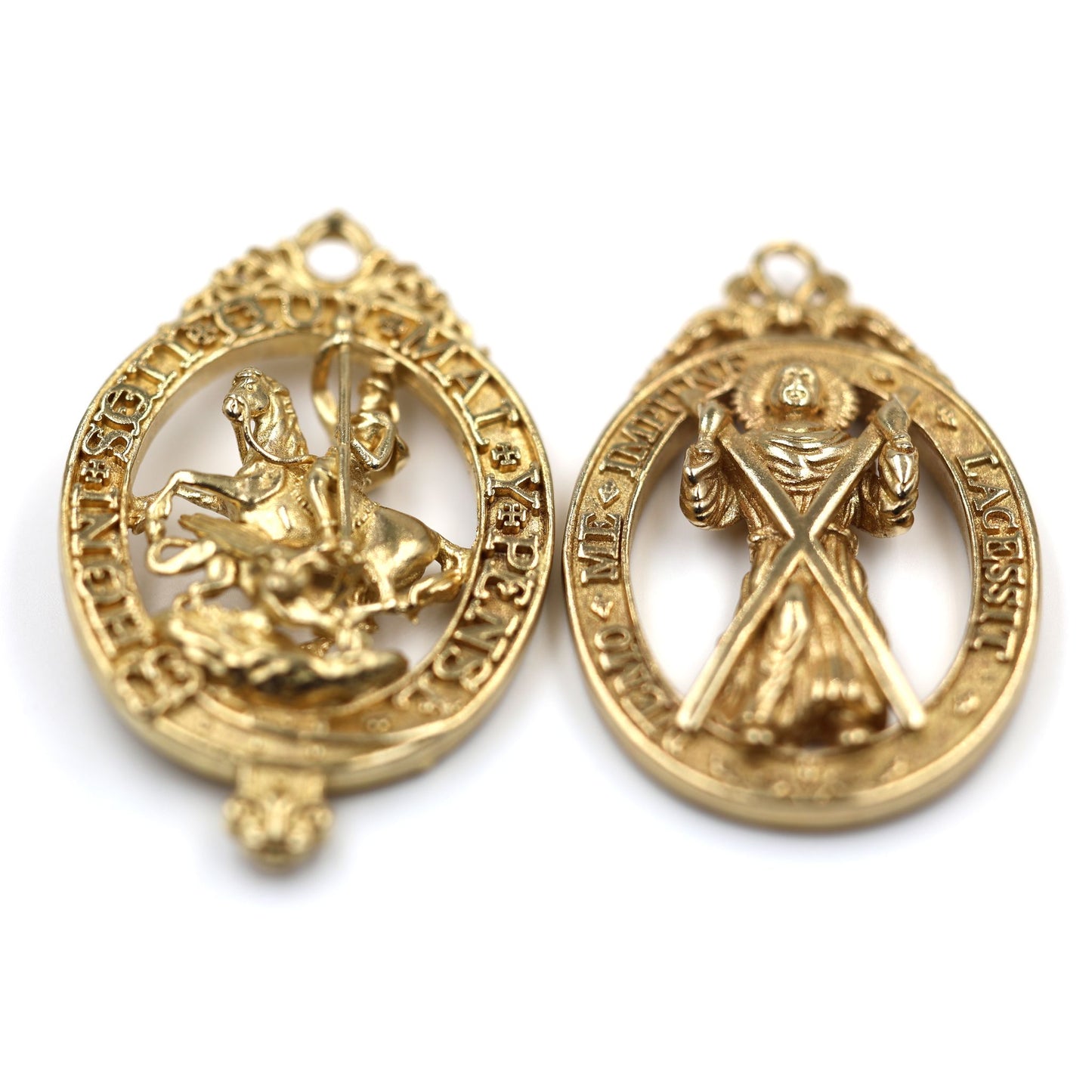 Pair British Order of the Garter & Thistle Pendants Brass Replica Badges