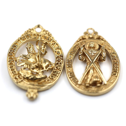 Pair British Order of the Garter & Thistle Pendants Brass Replica Badges