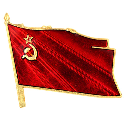 USSR CCCP Soviet Red Flag Pin Badge Brass Enamel Hammer Sickle Collectible Repro