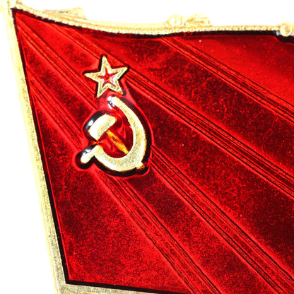 USSR CCCP Soviet Red Flag Pin Badge Brass Enamel Hammer Sickle Collectible Repro