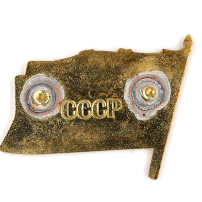 USSR CCCP Soviet Red Flag Pin Badge Brass Enamel Hammer Sickle Collectible Repro
