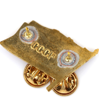 USSR CCCP Soviet Red Flag Pin Badge Brass Enamel Hammer Sickle Collectible Repro