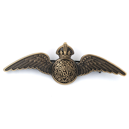 RAF Royal Air Force Pilot Wings Brooch Pin Replica Antique Bronze Badge