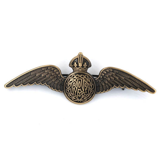 RAF Royal Air Force Pilot Wings Brooch Pin Replica Antique Bronze Badge