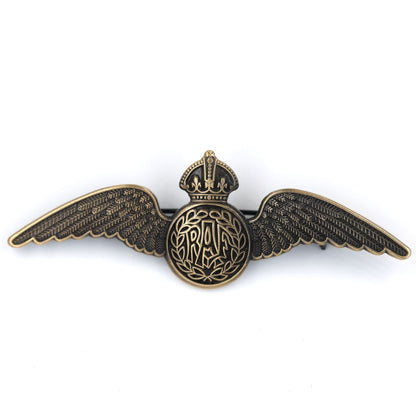 RAF Royal Air Force Pilot Wings Brooch Pin Replica Antique Bronze Badge