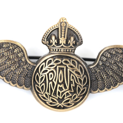 RAF Royal Air Force Pilot Wings Brooch Pin Replica Antique Bronze Badge