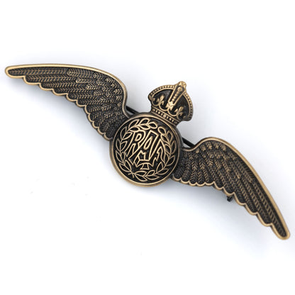 RAF Royal Air Force Pilot Wings Brooch Pin Replica Antique Bronze Badge