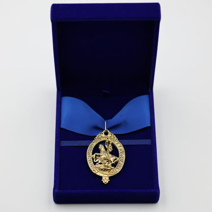 Cased British Order of the Garter “Lesser George” St George Neck Badge Ribbon Replica