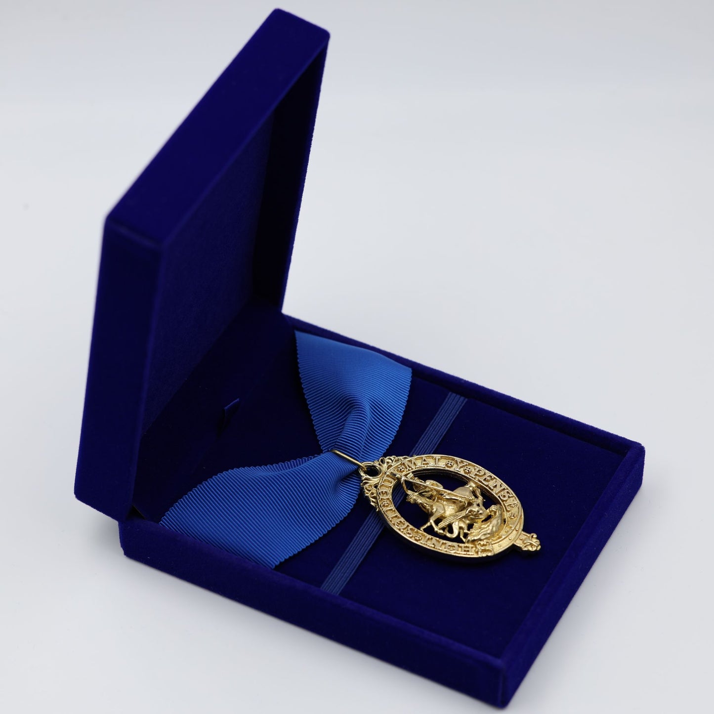 Cased British Order of the Garter “Lesser George” St George Neck Badge Ribbon Replica