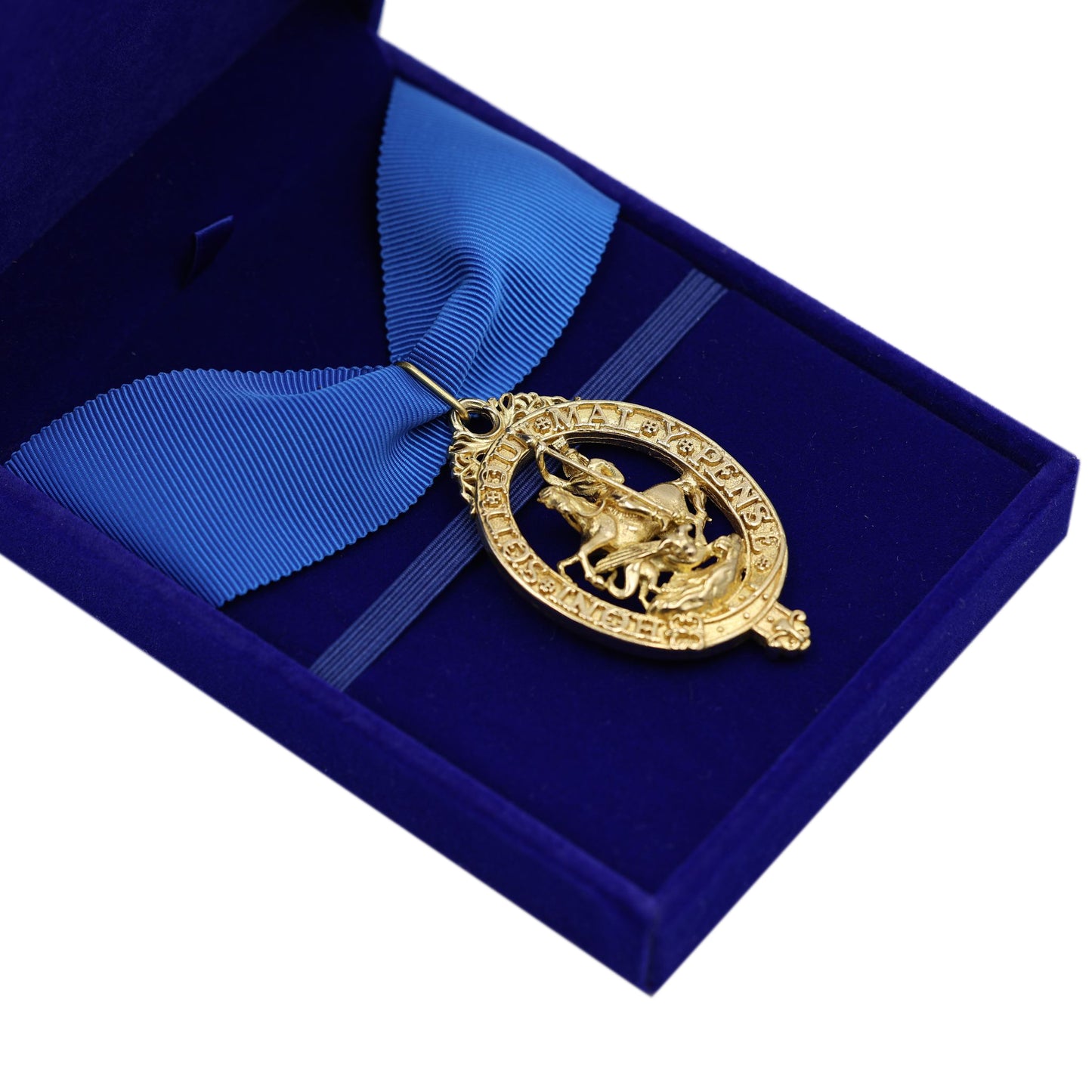 Cased British Order of the Garter “Lesser George” St George Neck Badge Ribbon Replica