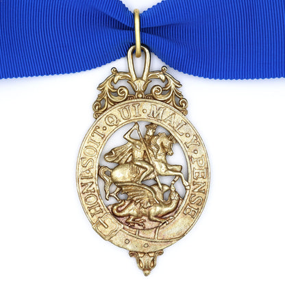 British Order of the Garter Lesser George 84.9mm Neck Badge with Blue Ribbon Repro