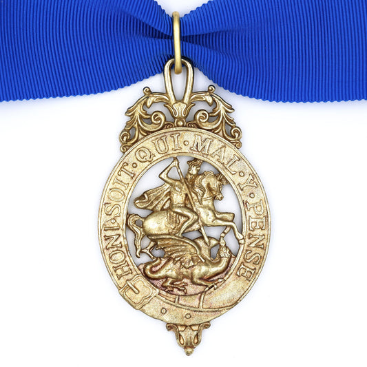 British Order of the Garter Lesser George 84.9mm Neck Badge with Blue Ribbon Repro
