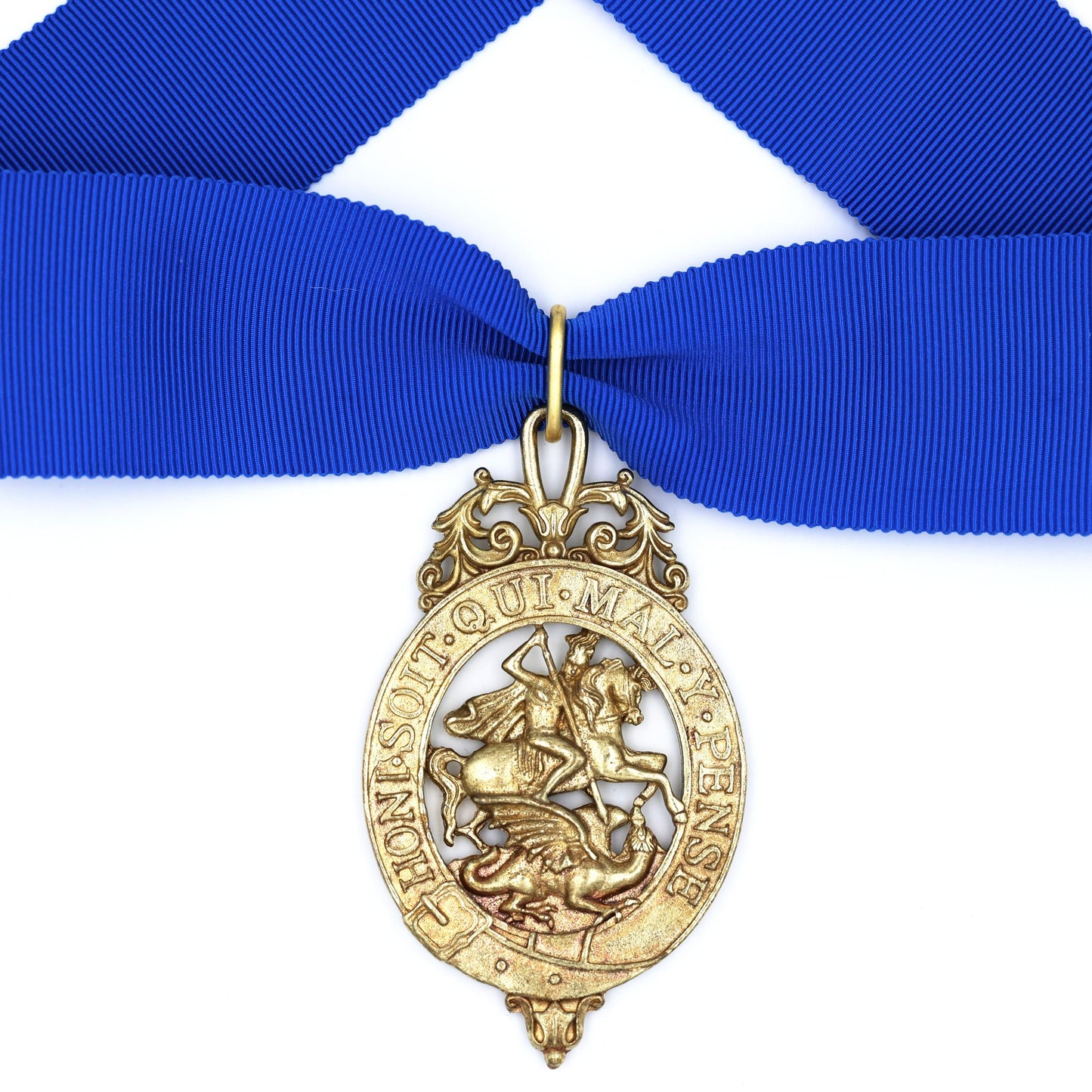 British Order of the Garter Lesser George 84.9mm Neck Badge with Blue Ribbon Repro