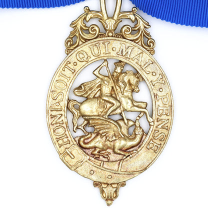 British Order of the Garter Lesser George 84.9mm Neck Badge with Blue Ribbon Repro
